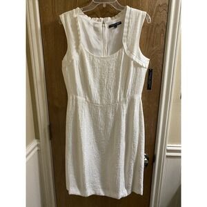 NEW Isabella Demarco Audrey White Textured Ruffle Lined Peplum Dress 10 Wedding
